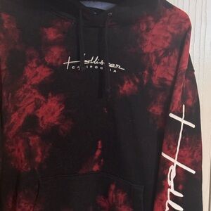 Hollister Black and Red Tie-Dye Hoodie